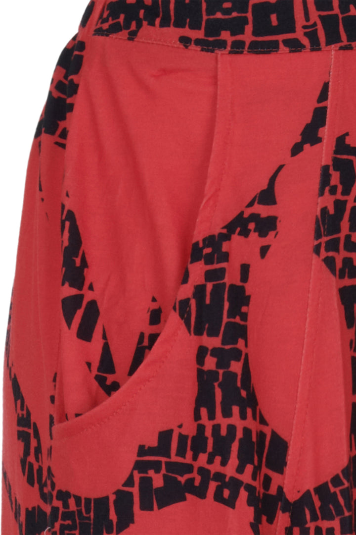 Kozan Trousers Jade Hibiscus Red Print CV-3911 - Experience Boutique
