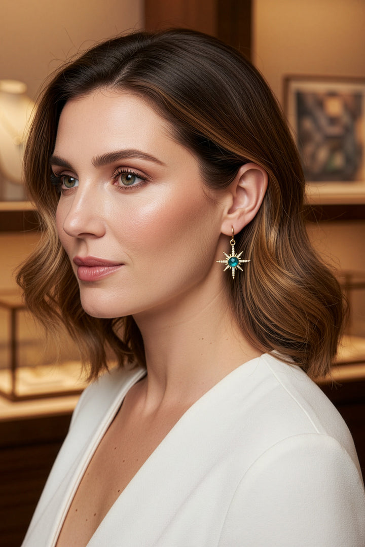 Large Star Huggie Hoop Earrings - 18k Gold Plated Stainless Steel