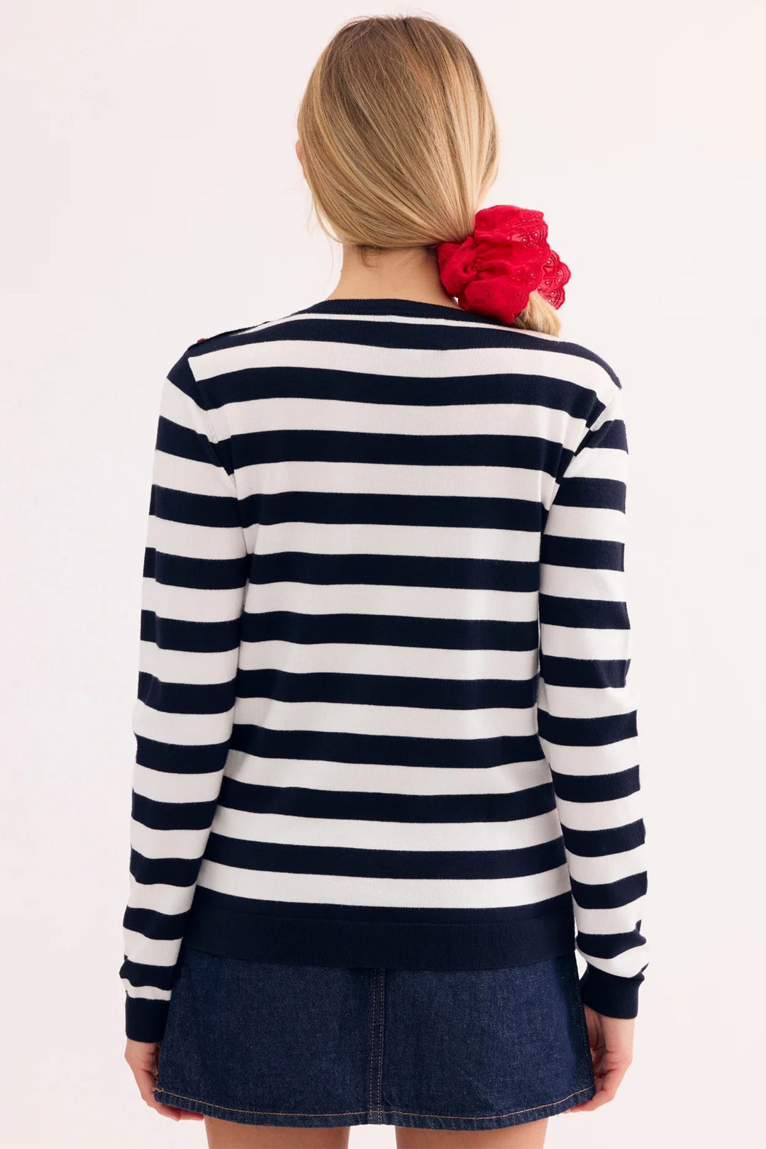 Leo &amp; Ugo AE120 Navy White Stripe Lips Jumper