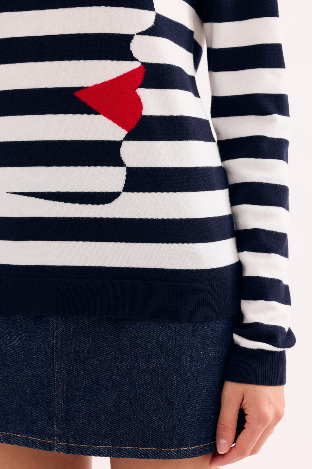 Leo &amp; Ugo AE120 Navy White Stripe Lips Jumper