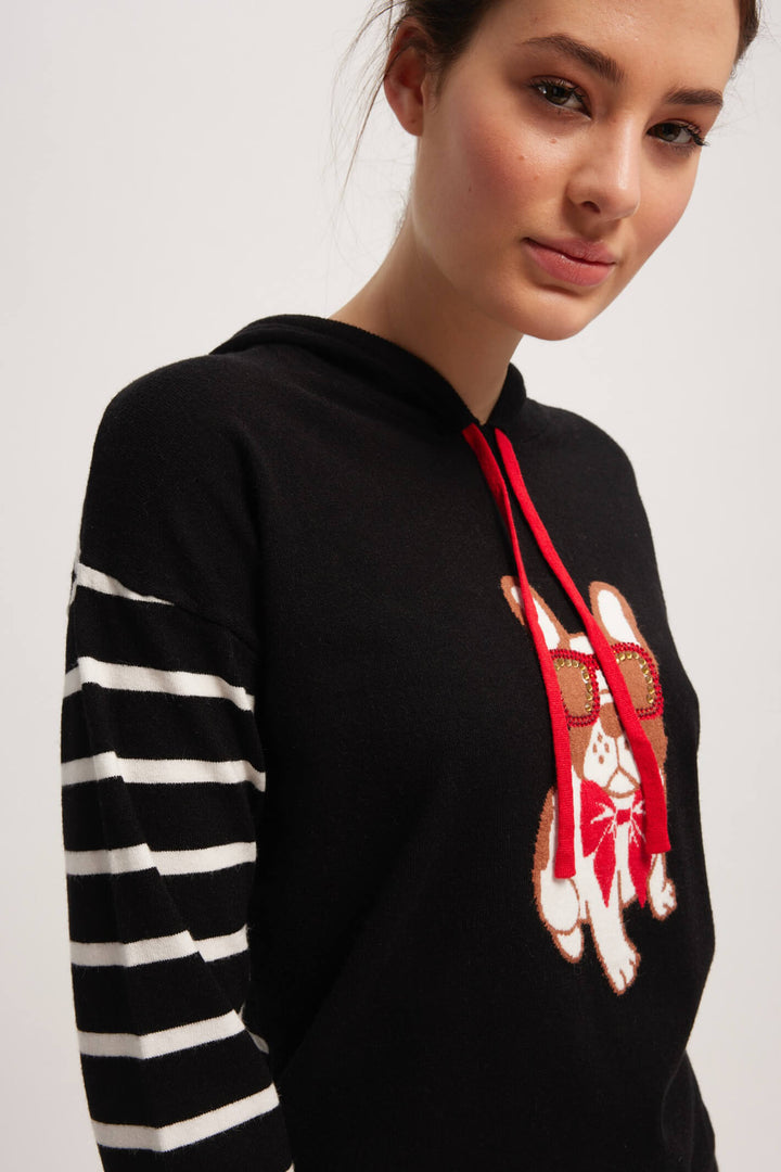 Leo & Ugo AW385 Black Stripe Cool Dog Hooded Jumper - Experience Boutique