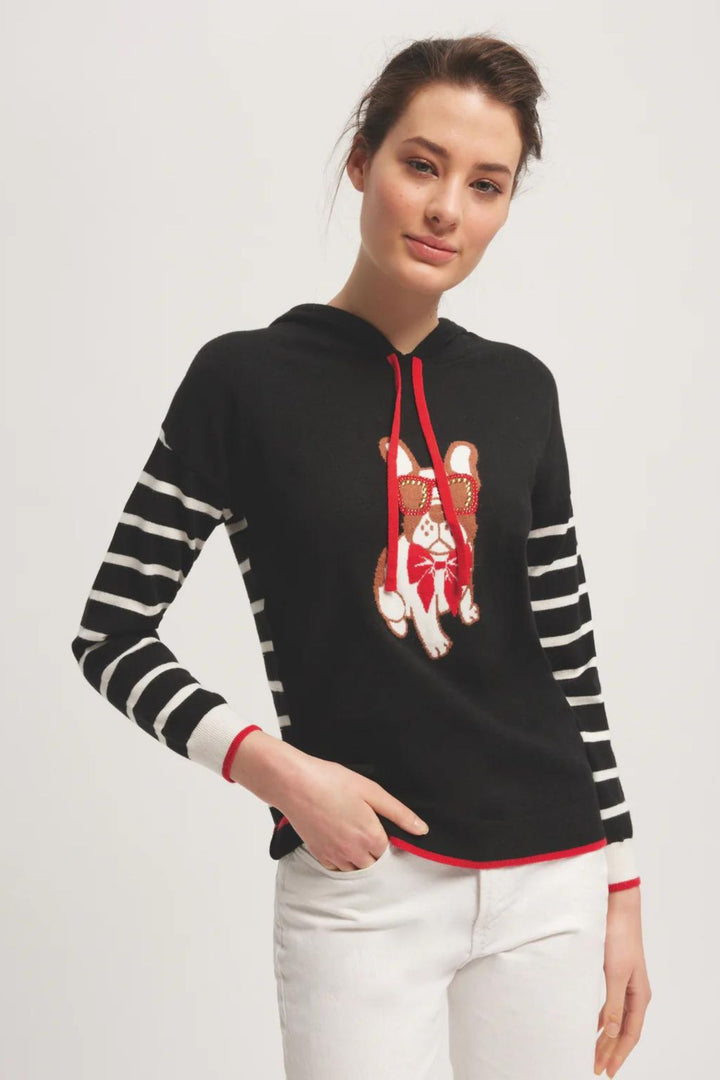 Leo & Ugo AW385 Black Stripe Cool Dog Hooded Jumper