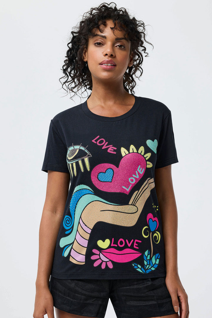 Leo & Ugo Black Love T-Shirt TEK888 - Experience Boutique