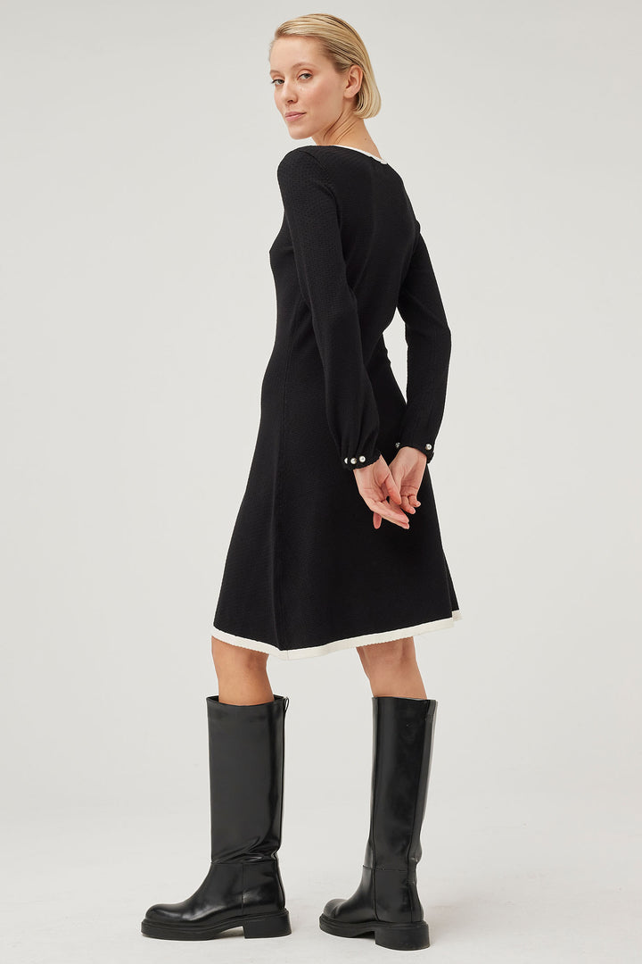 Leo & Ugo BWR542 Black & Cream Scalloped Edge Dress - Experience Boutique