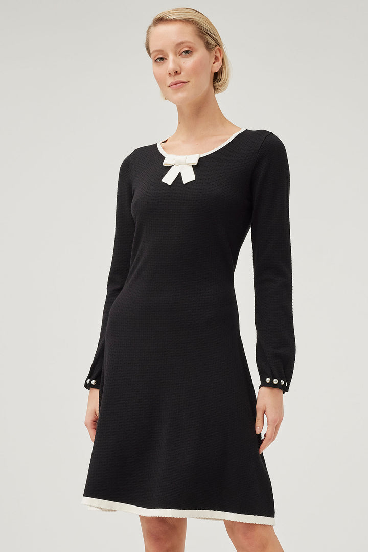 Leo & Ugo BWR542 Black & Cream Scalloped Edge Dress - Experience Boutique