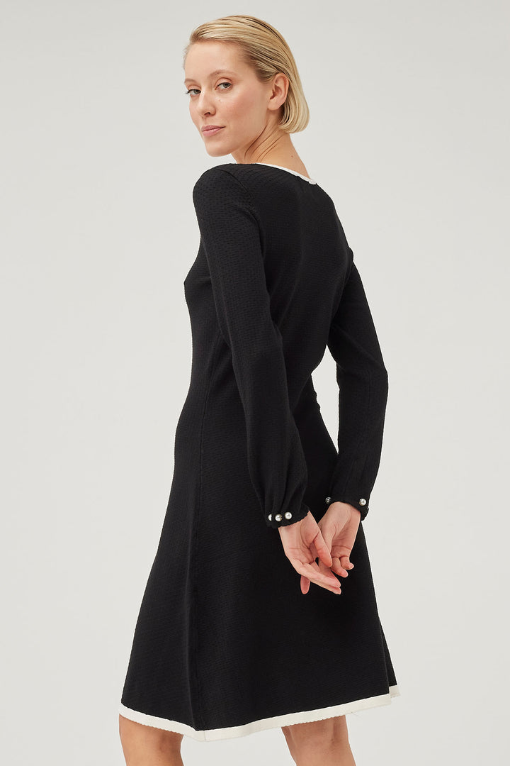 Leo & Ugo BWR542 Black & Cream Scalloped Edge Dress - Experience Boutique