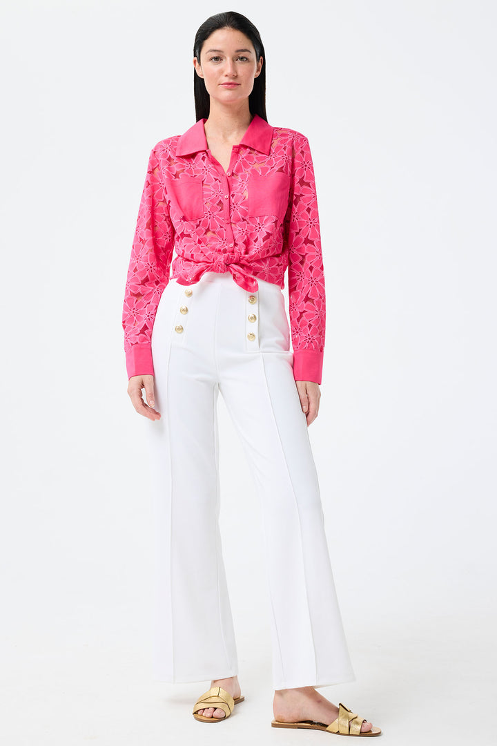 Leo & Ugo Cherry Pink Flower Mesh Shirt TEW376 - Experience Boutique