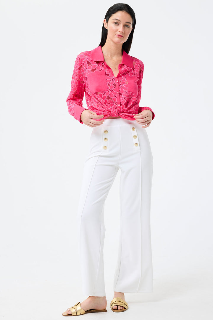Leo & Ugo Cherry Pink Flower Mesh Shirt TEW376 - Experience Boutique