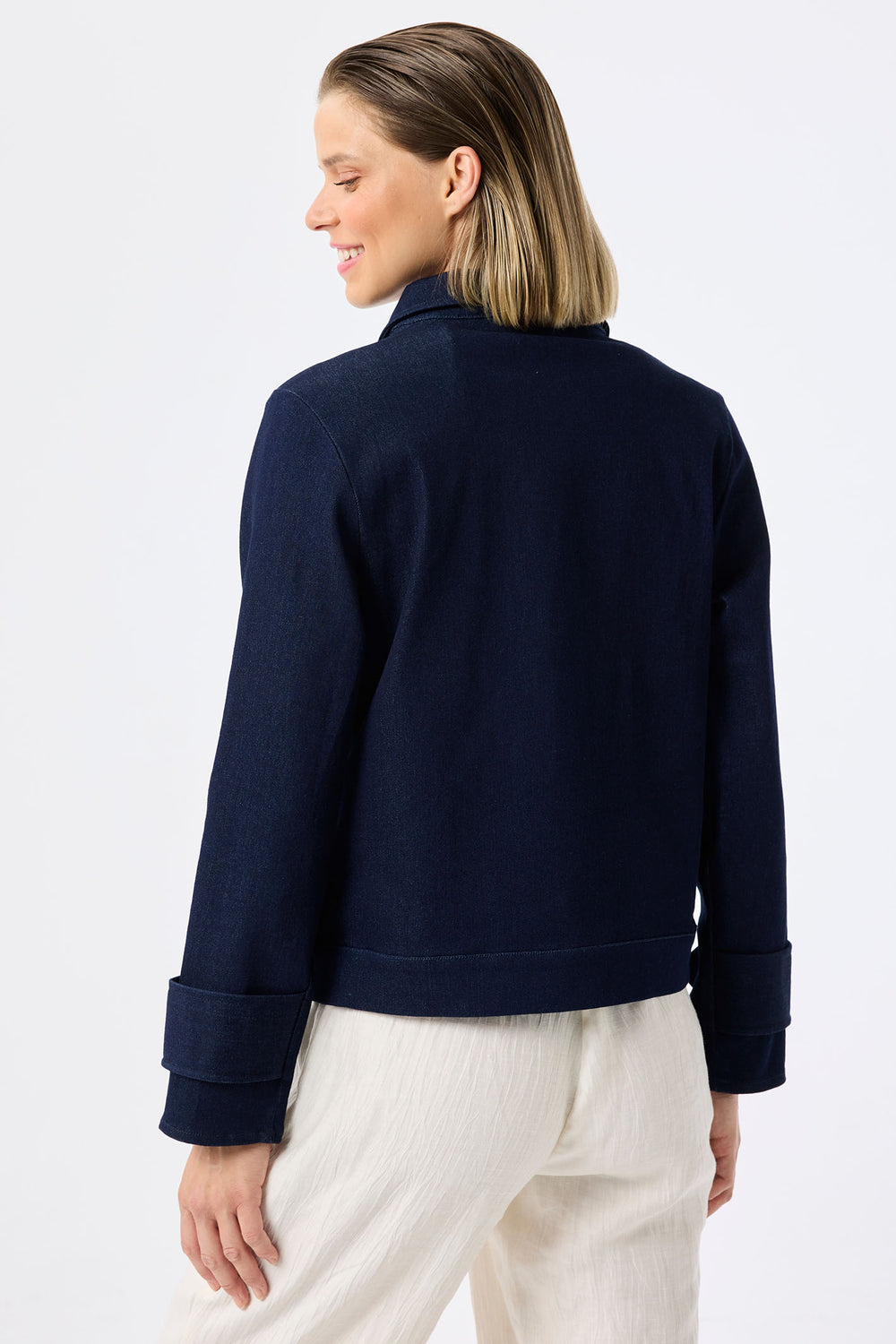 Leo & Ugo Dark Blue Denim Jacket Sunshine Buttons JE735 - Experience Boutique