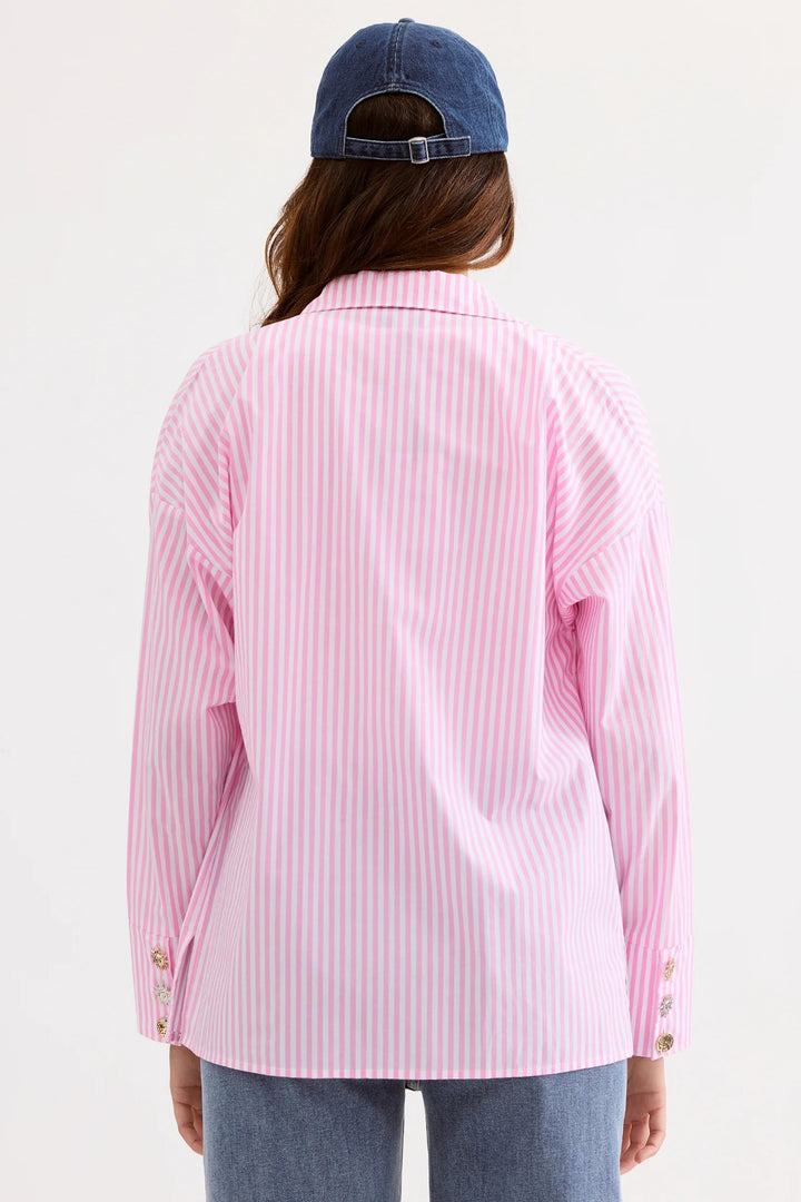 Leo &amp; Ugo JE904 Pink Stripe Blouse