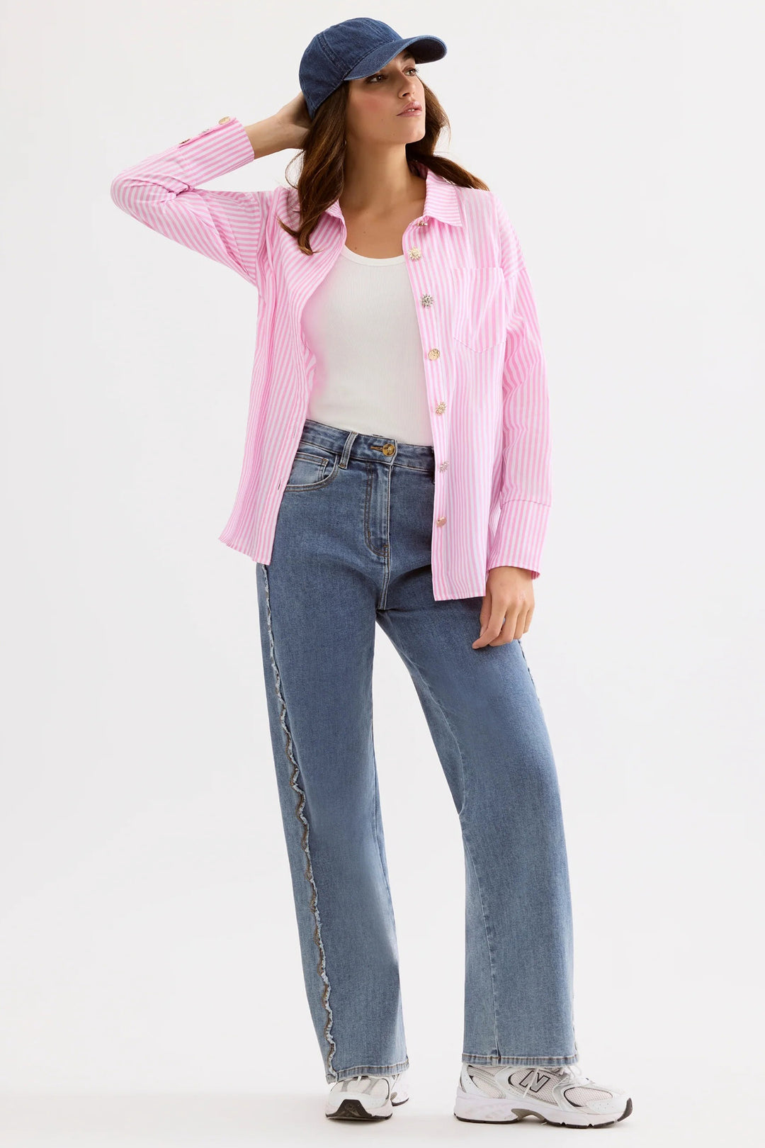 Leo &amp; Ugo JE904 Pink Stripe Blouse
