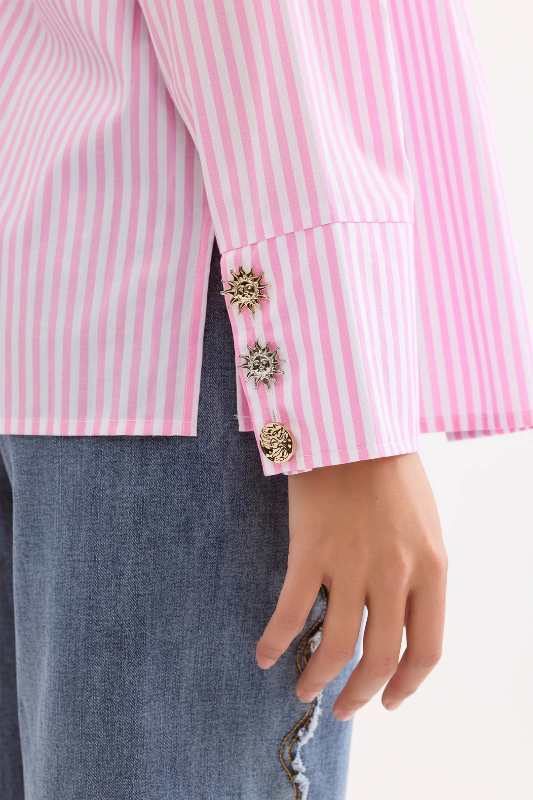 Leo &amp; Ugo JE904 Pink Stripe Blouse