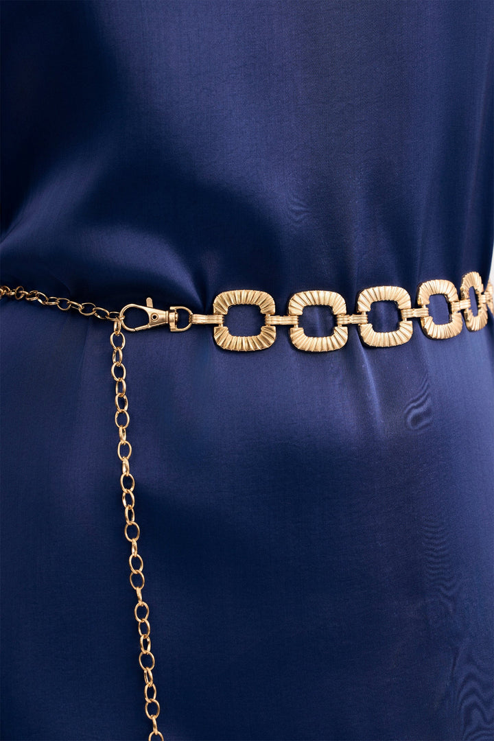 Leo &amp; Ugo KEC072 Gold Colour Square Link Chain Belt