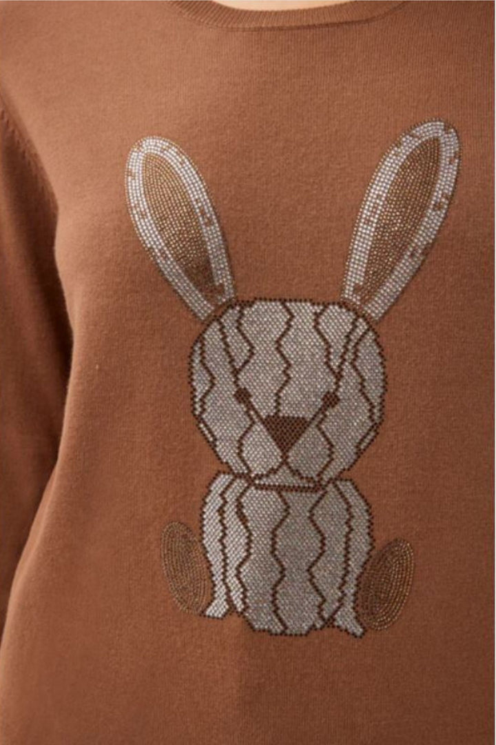 Leo & Ugo KH205 Brown Diamante Bunny Jumper
