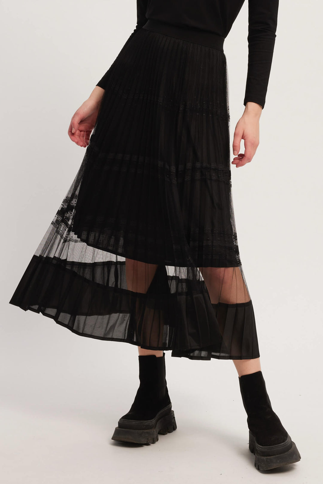 Leo & Ugo KHJ222 Black Mesh Overlay Skirt - Experience Boutique
