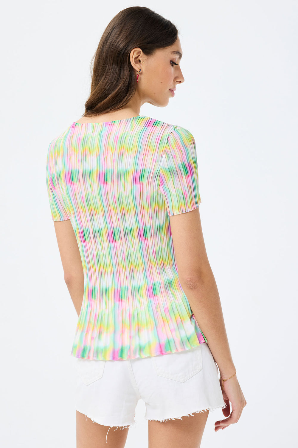 Leo & Ugo Multicolour Abstract Print Stretch Pleat Top YE628 - Experience Boutique