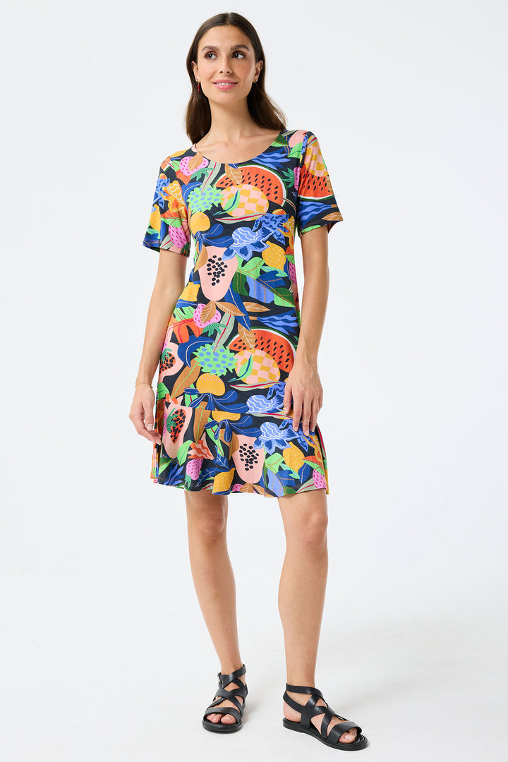 Leo & Ugo Multicolour Tropical Print Ruffle Hem Short Dress TEKR891 - Experience Boutique