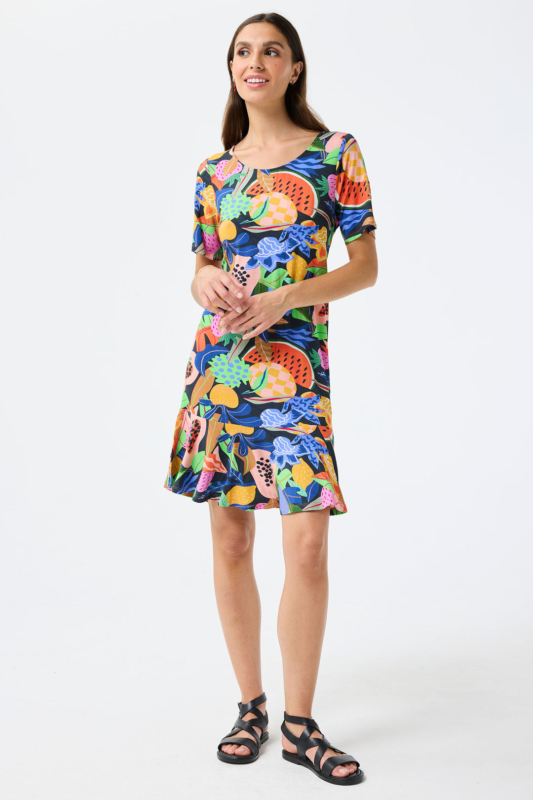 Leo & Ugo Multicolour Tropical Print Ruffle Hem Short Dress TEKR891 - Experience Boutique