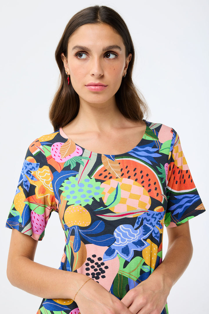 Leo & Ugo Multicolour Tropical Print Ruffle Hem Short Dress TEKR891 - Experience Boutique