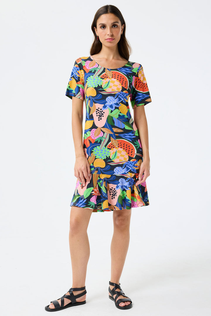 Leo & Ugo Multicolour Tropical Print Ruffle Hem Short Dress TEKR891 - Experience Boutique