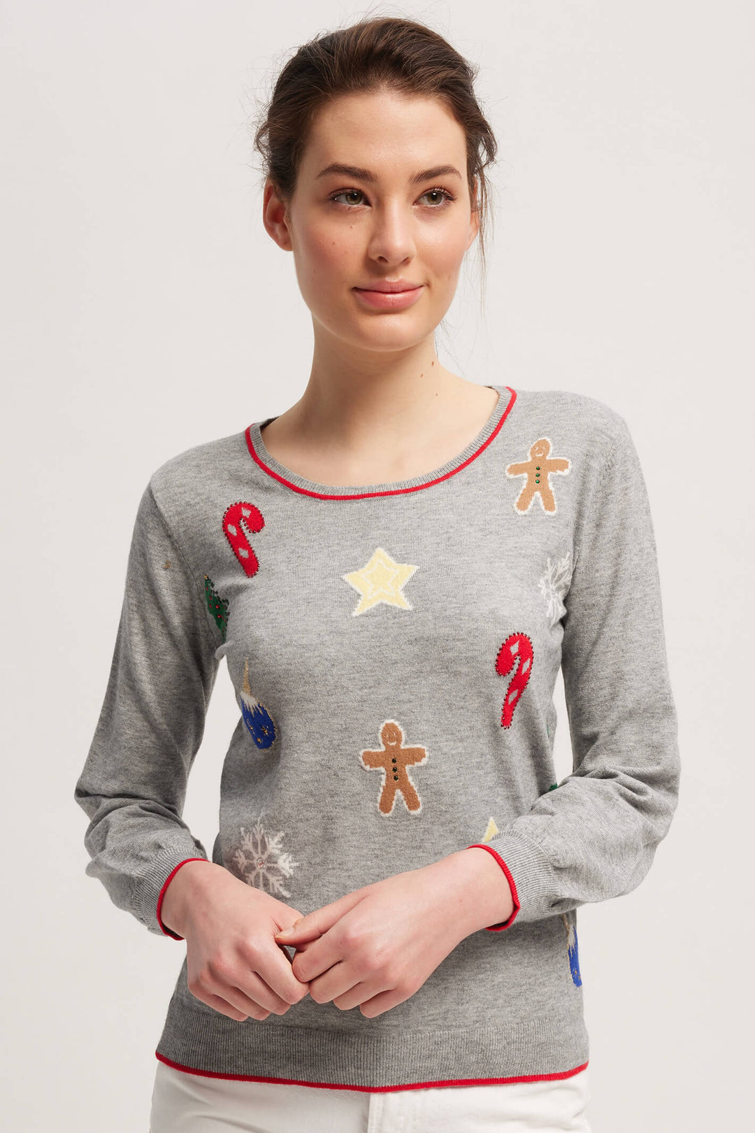 Leo & Ugo NA001X Grey Gingerbread Christmas Jumper - Experience Boutique