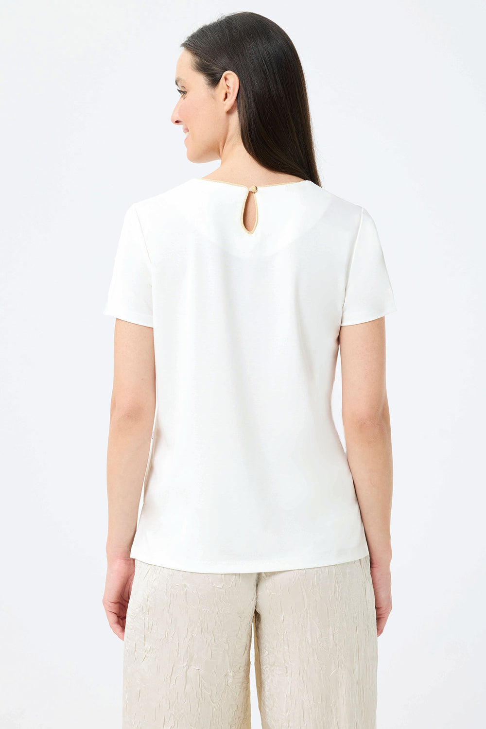 Leo & Ugo Off White Crystal Rings T-Shirt TEJ776 - Experience Boutique
