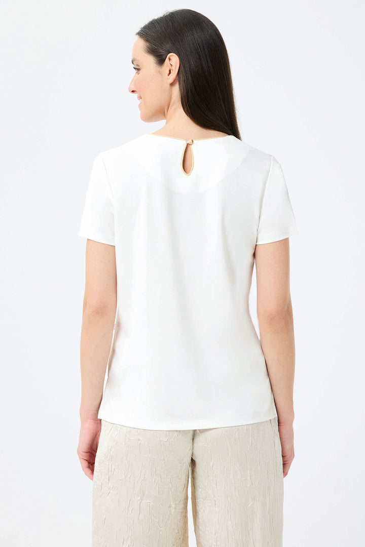 Leo & Ugo Off White Crystal Rings T-Shirt TEJ776 - Experience Boutique