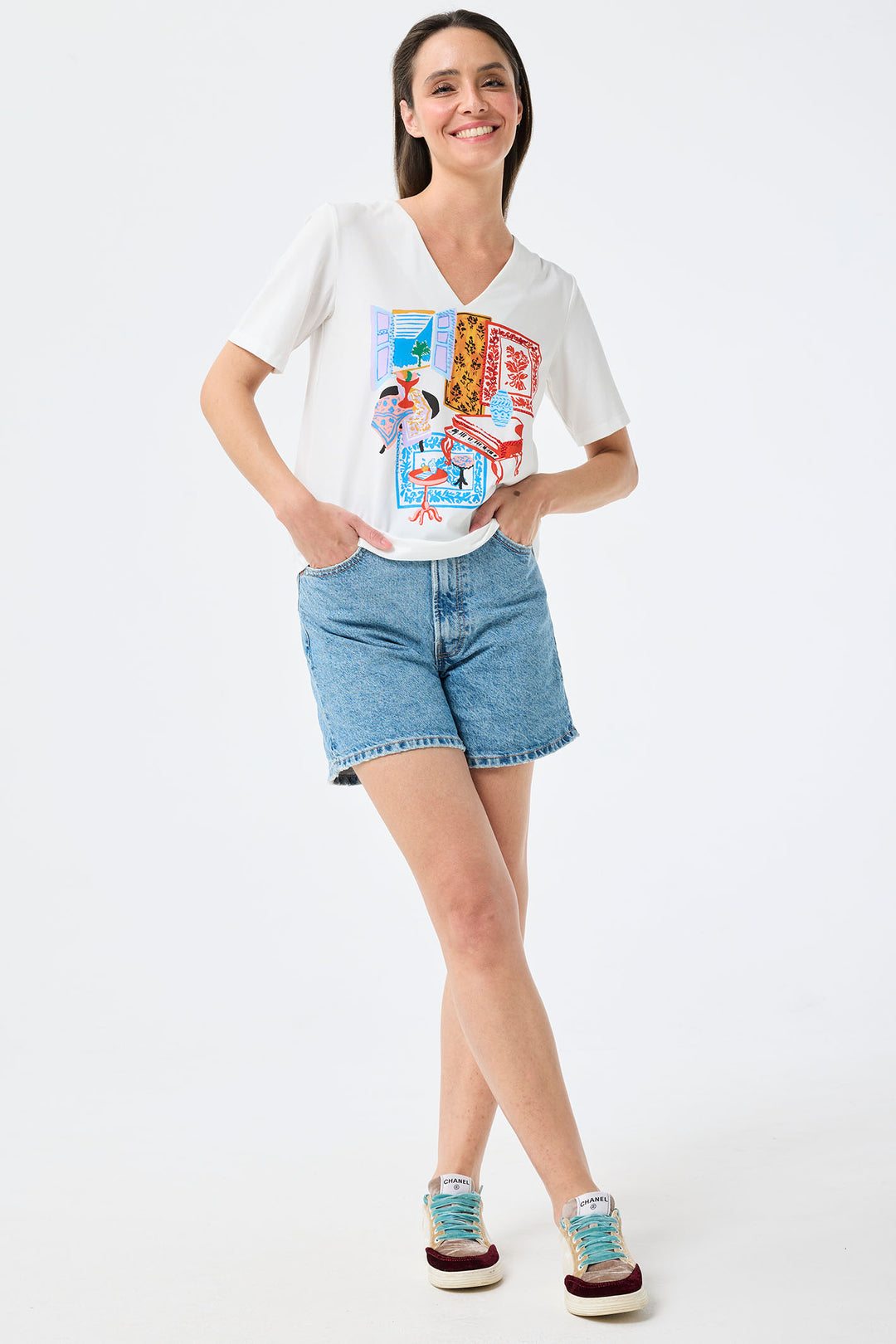 Leo & Ugo Paradise Print White T-Shirt TED449 - Experience Boutique