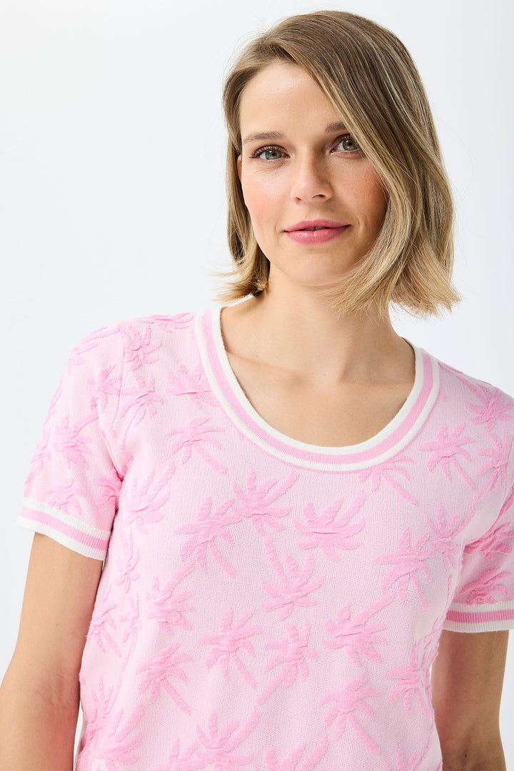 Leo & Ugo Pink Palm Print Knit Top AE041 - Experience Boutique