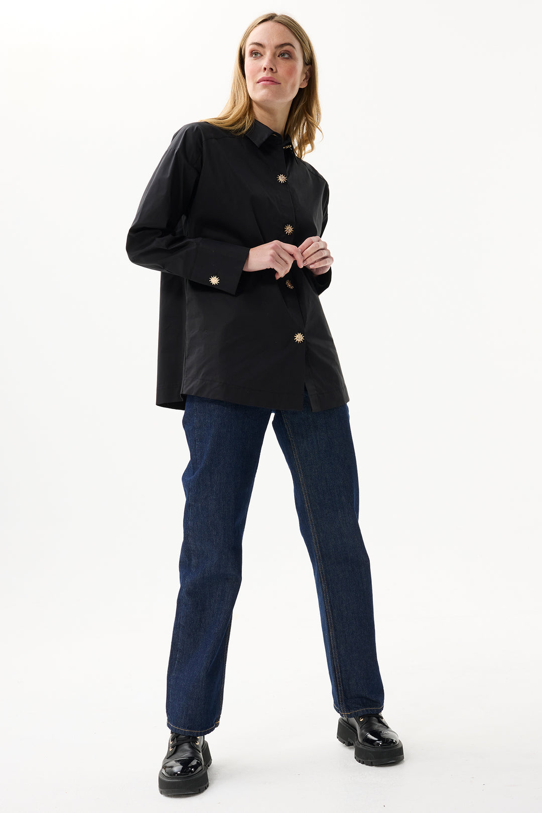 Leo & Ugo Shirt JW813 Black Sun Button Shirt
