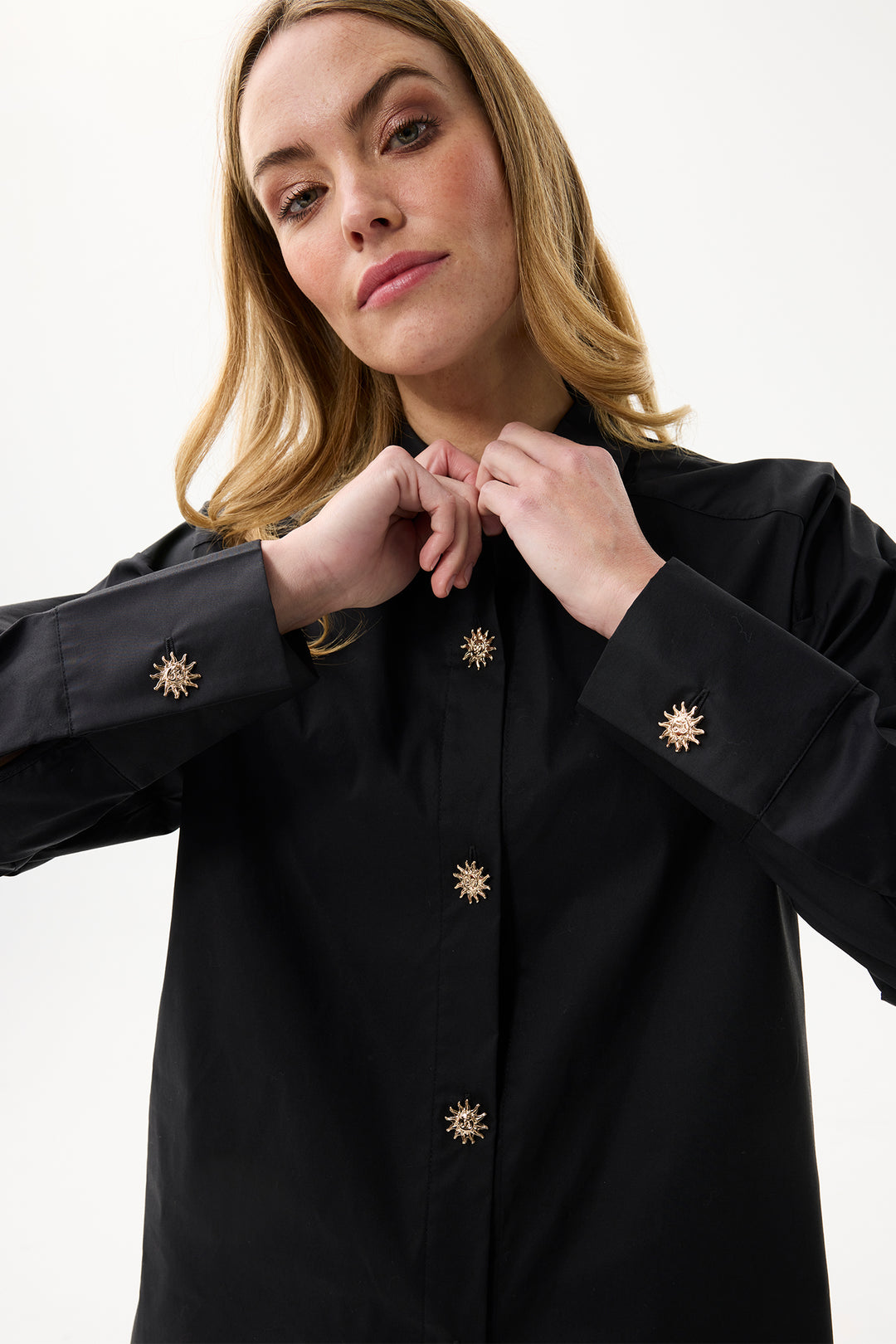 Leo & Ugo Shirt JW813 Black Sun Button Shirt