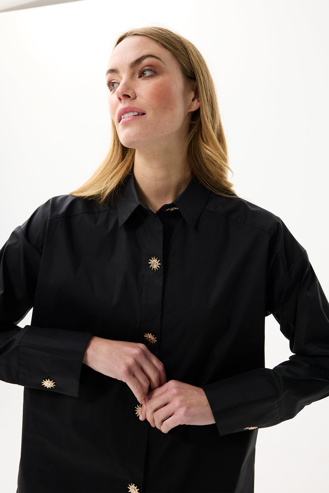 Leo & Ugo Shirt JW813 Black Sun Button Shirt