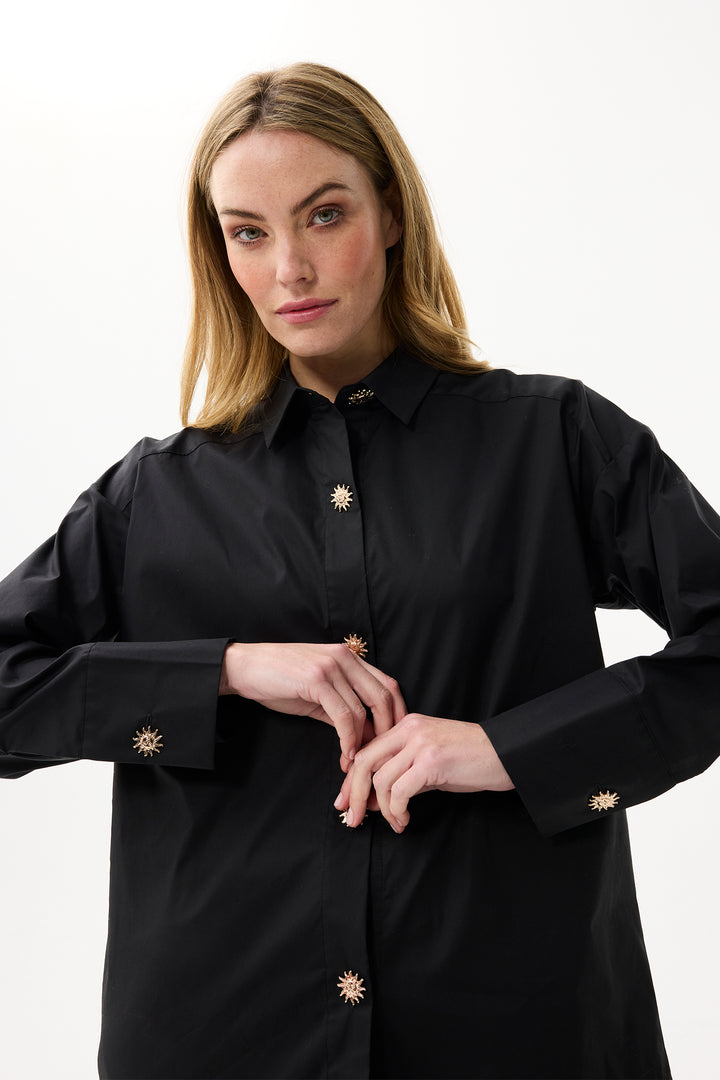 Leo & Ugo Shirt JW813 Black Sun Button Shirt