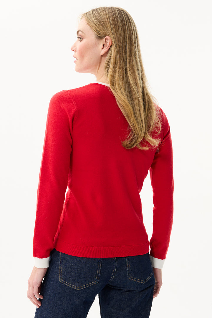 Leo & Ugo Top AW110 Red White Cat Design Jumper