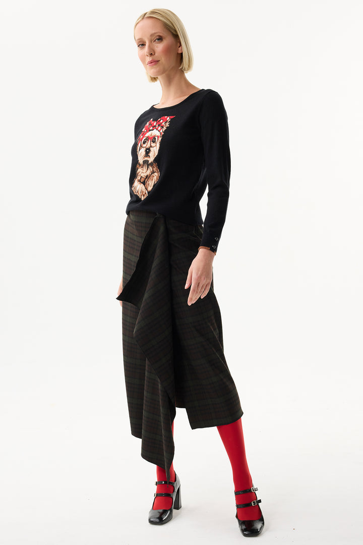 Leo & Ugo Top AW132 Black Polka Dot Terrier Design Jumper