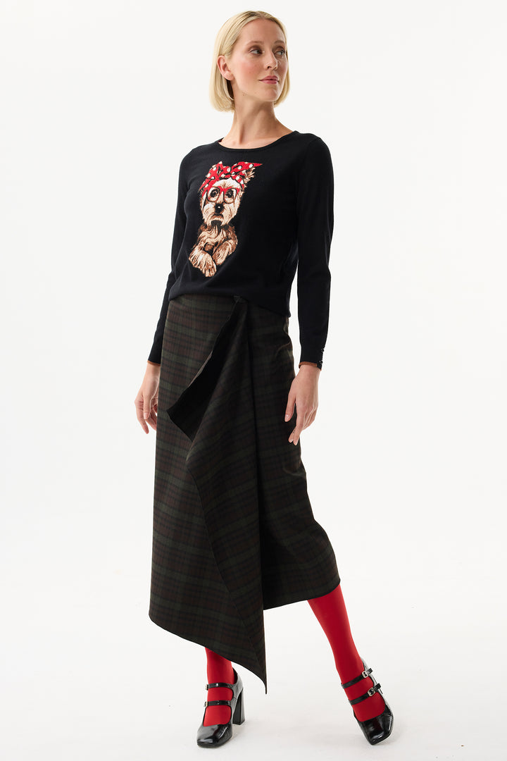 Leo & Ugo Top AW132 Black Polka Dot Terrier Design Jumper