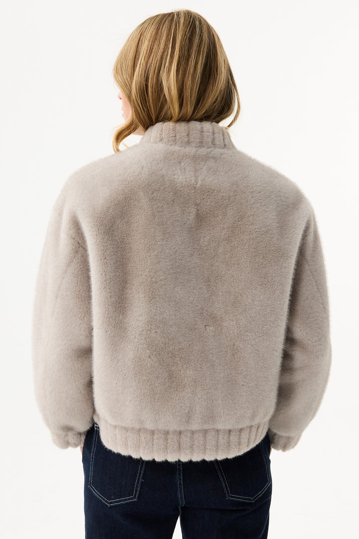 Leo & Ugo Top KH920 Grey Faux Fur Toggle Jacket