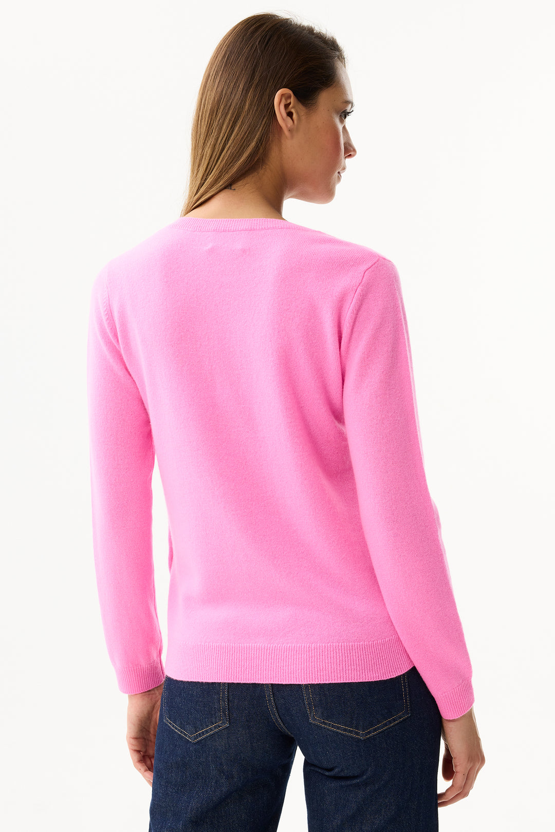 Leo & Ugo Top NH681 Bright Pink V-Neck Jumper