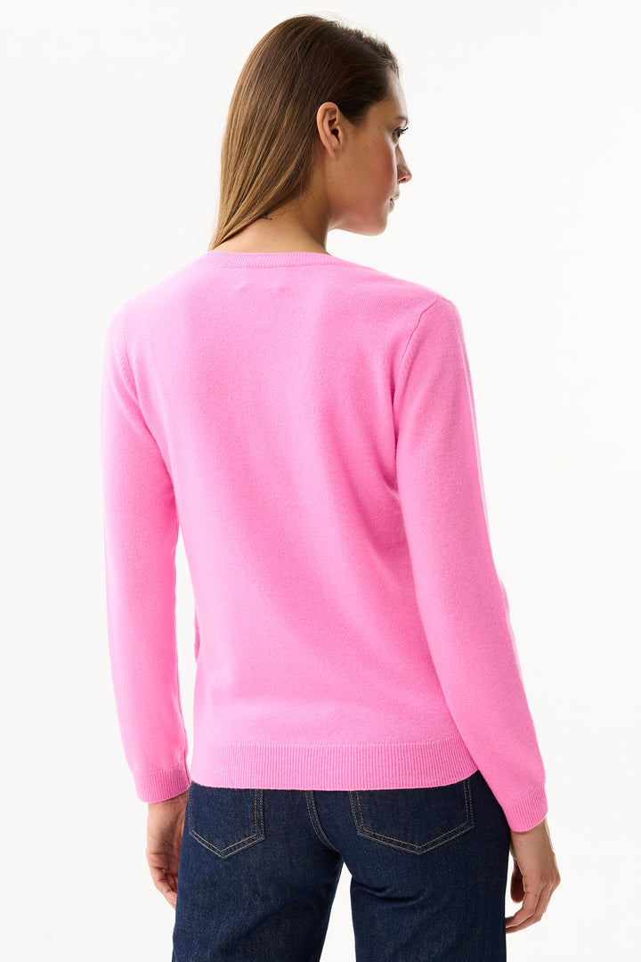 Leo & Ugo Top NH681 Bright Pink V-Neck Jumper