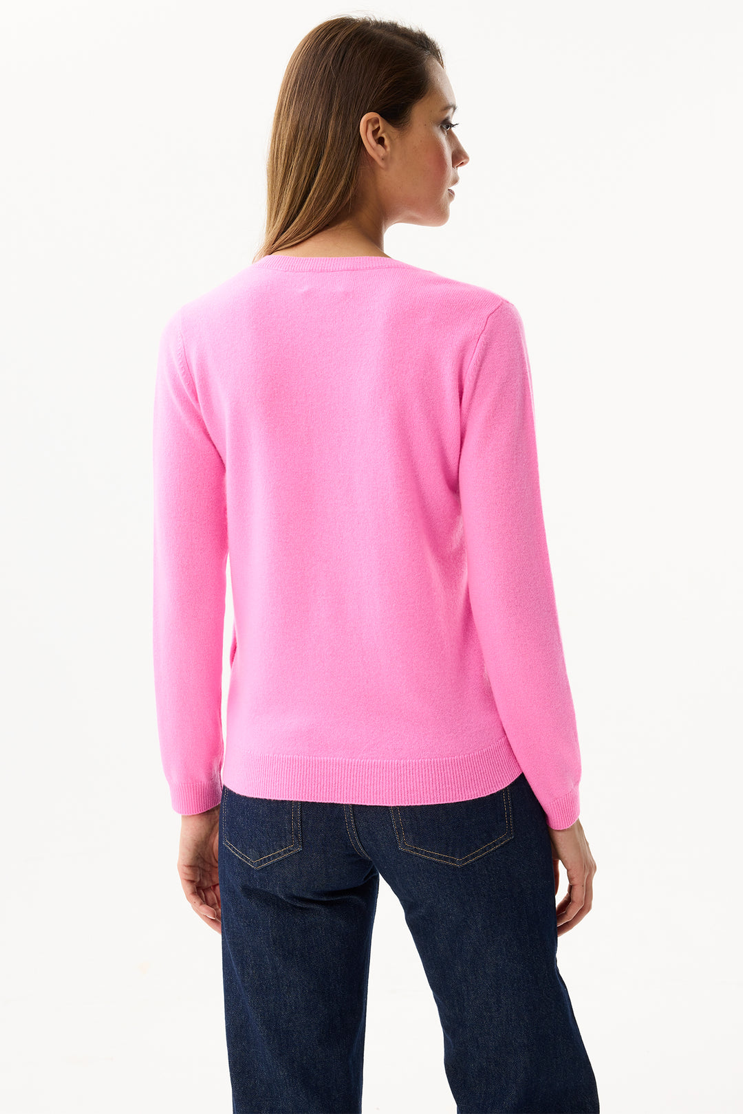 Leo & Ugo Top NH681 Bright Pink V-Neck Jumper