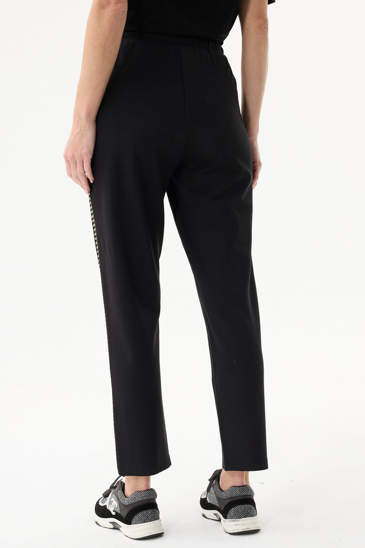 Leo & Ugo Trousers JWP801 Black Studded Stripe Jogger Trousers