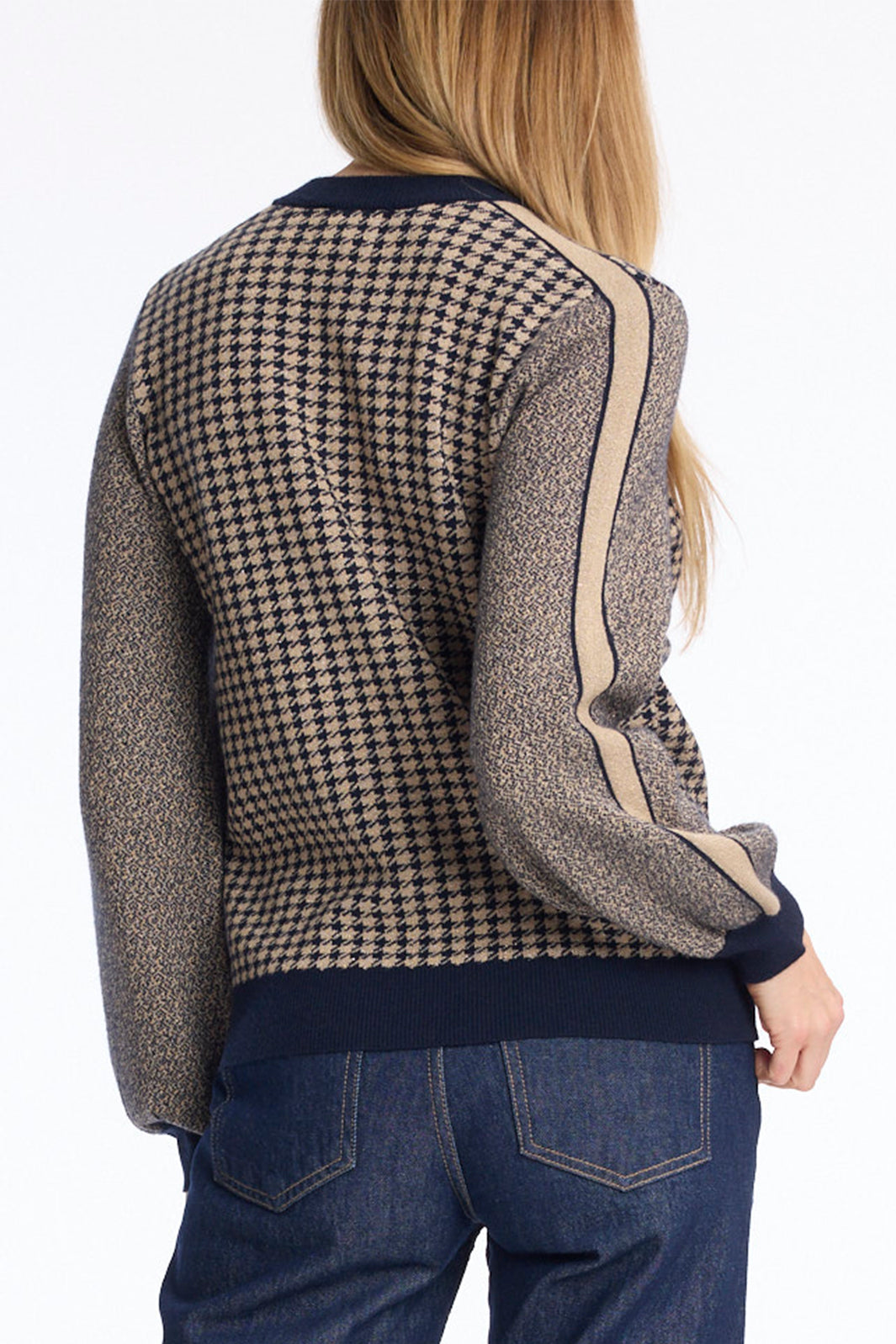 Leo &amp; Ugo AH292 Navy Zip Up Cardigan, back view
