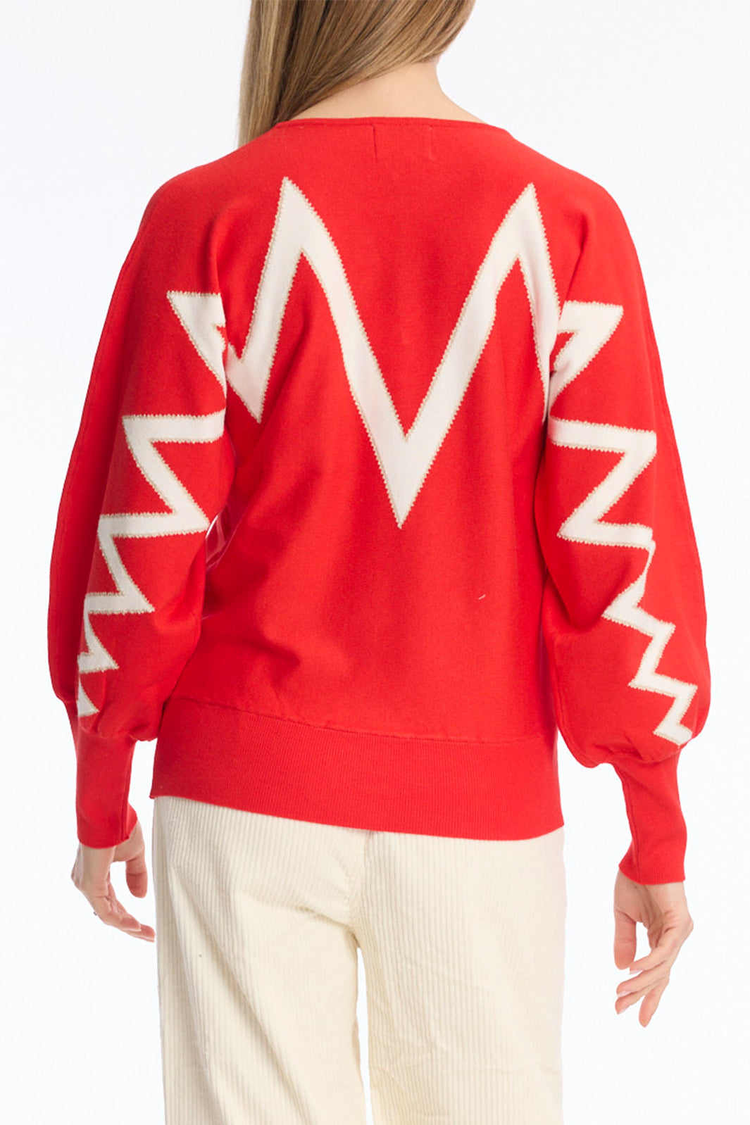 Leo &amp; Ugo BH715 Red V-Neck Jumper, back view