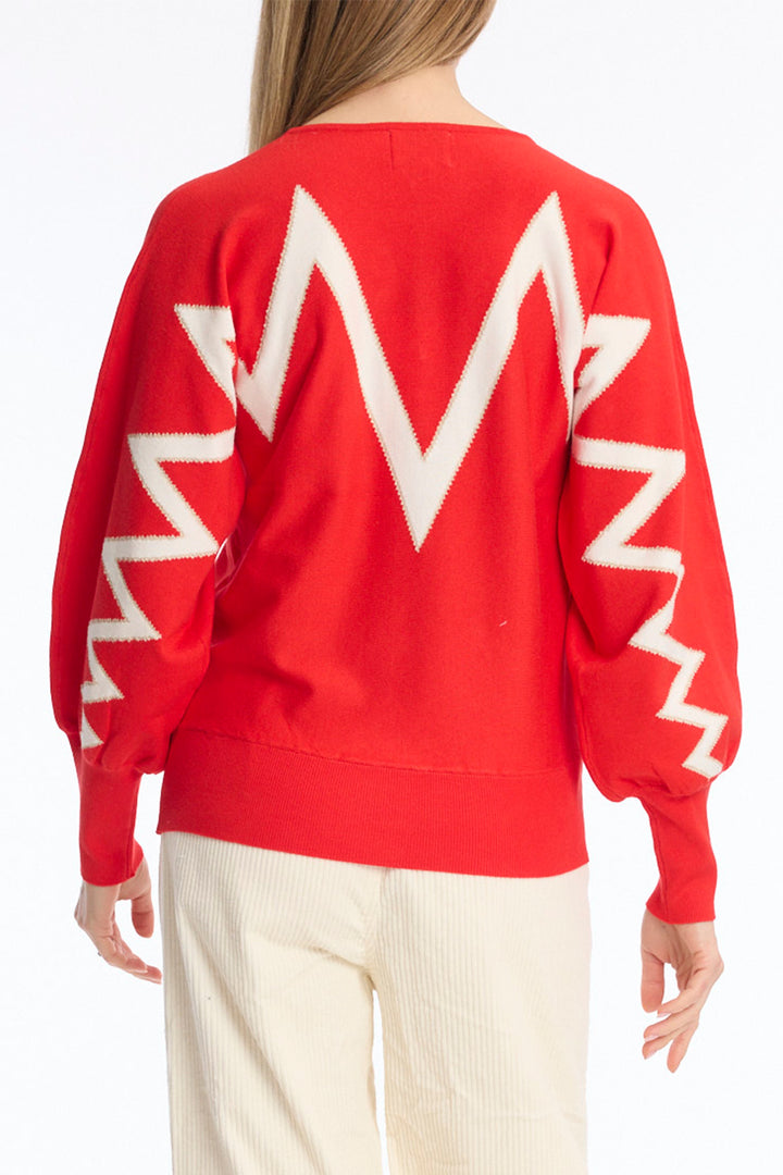 Leo &amp; Ugo BH715 Red V-Neck Jumper, back view