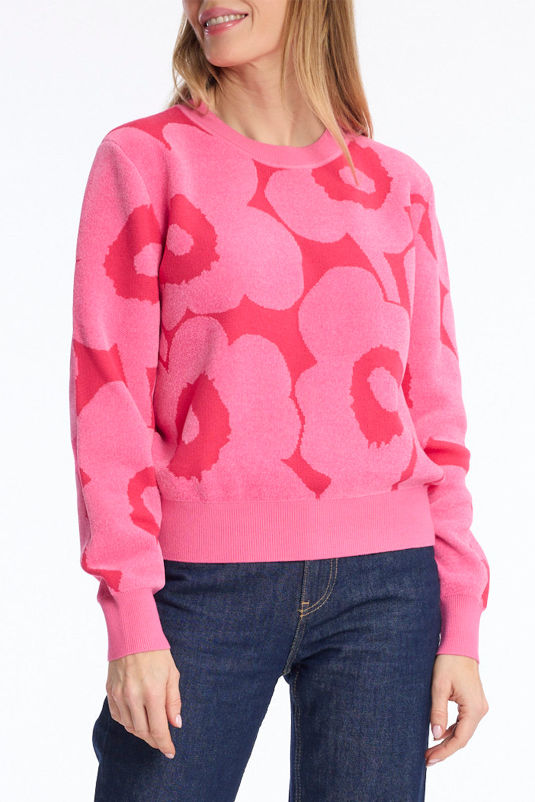 Leo &amp; Ugo CH776 Pink Floral Jumper, front view