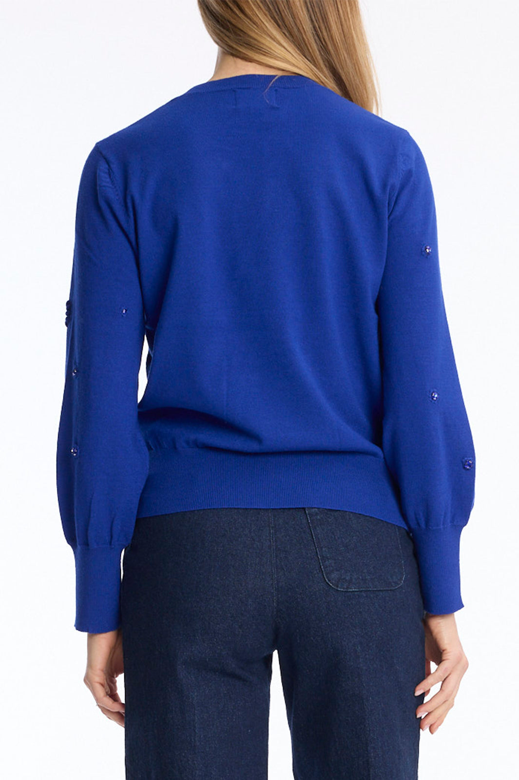 Leo &amp; Ugo KH047 Cobalt Blue Embellished Jumper, back view