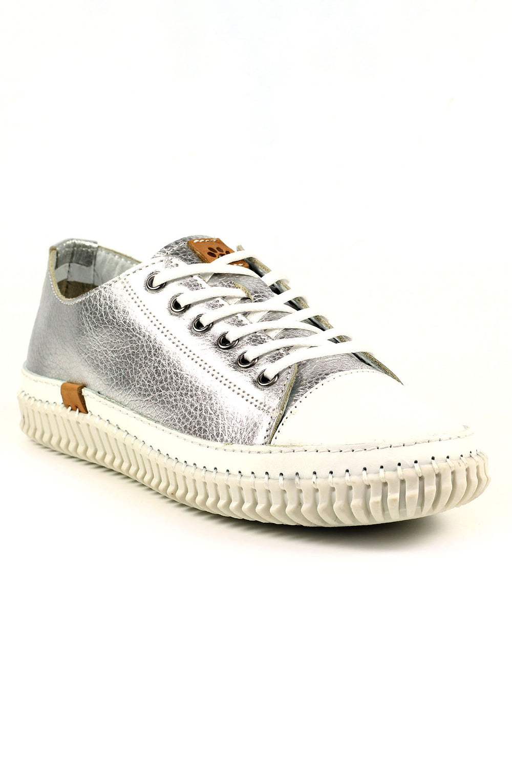 Lunar FLD106 Lazy Dogz Truffle Metallic Silver Leather Shoes - Experience Boutique