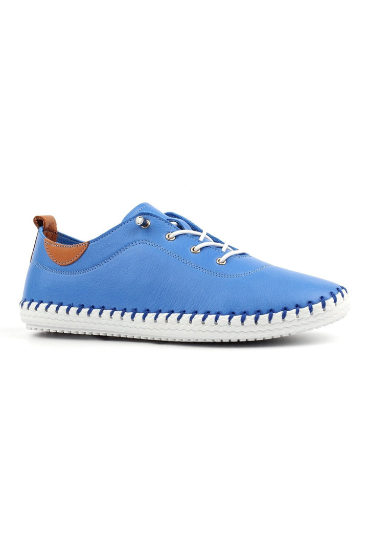 Lunar FLE030 Azure Blue St Ives Leather Plimsolls