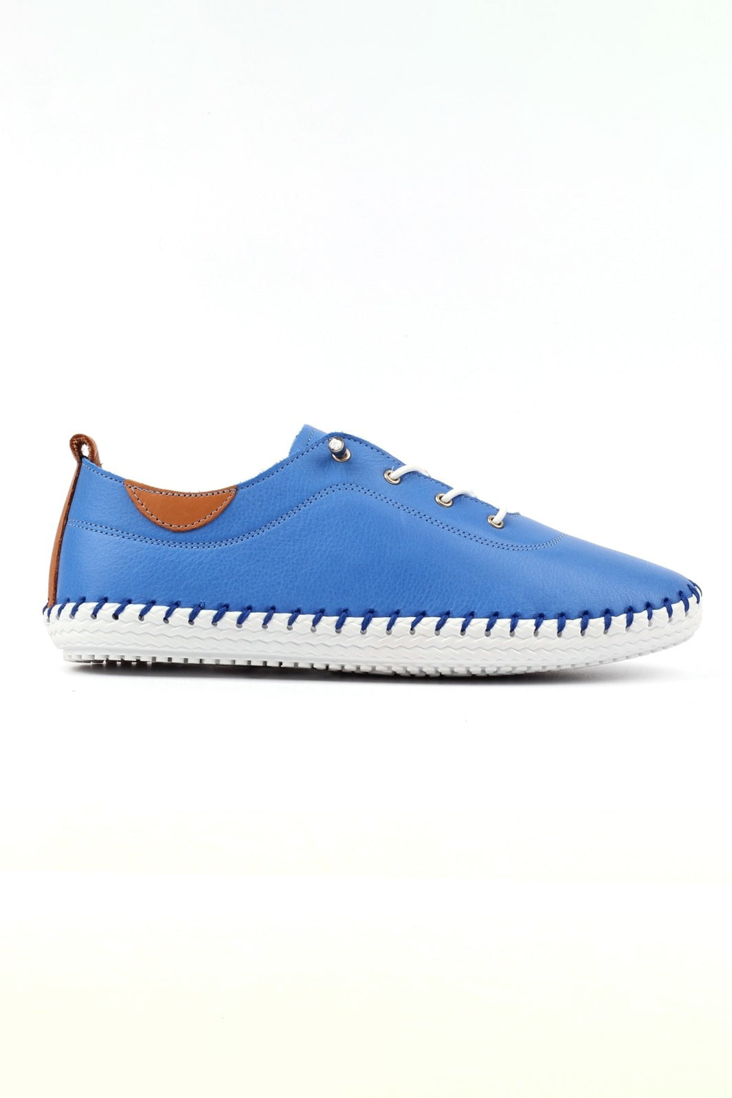 Lunar FLE030 Azure Blue St Ives Leather Plimsolls