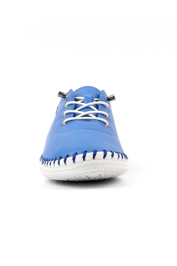 Lunar FLE030 Azure Blue St Ives Leather Plimsolls